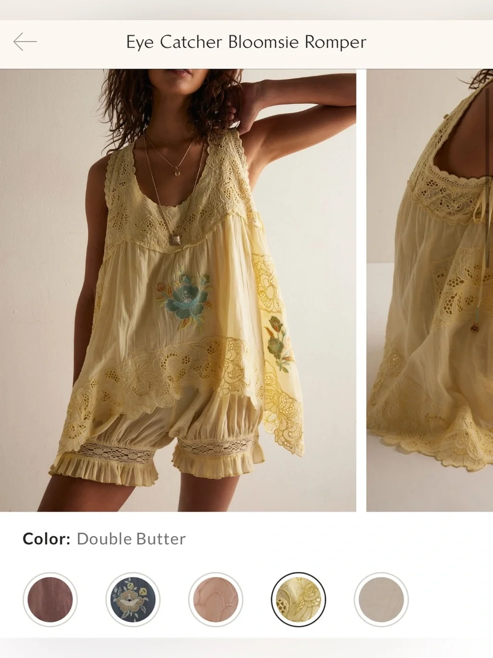 NWT Free People FP Intimately Eye Catcher Bloomsie Romper - Double Butter S M L